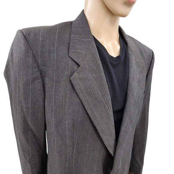 Vintage Christian Dior Monsieur Gray Pinstripe Wool Blazer Jacket Mens 42R - Picture 1 of 12